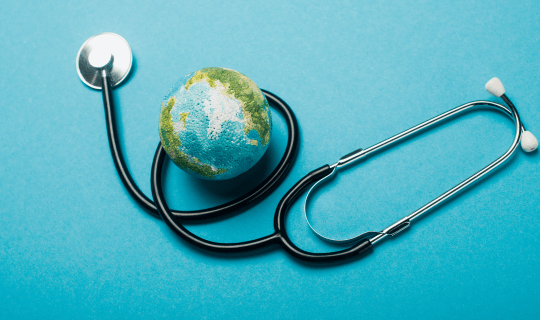 globe with stethoscope