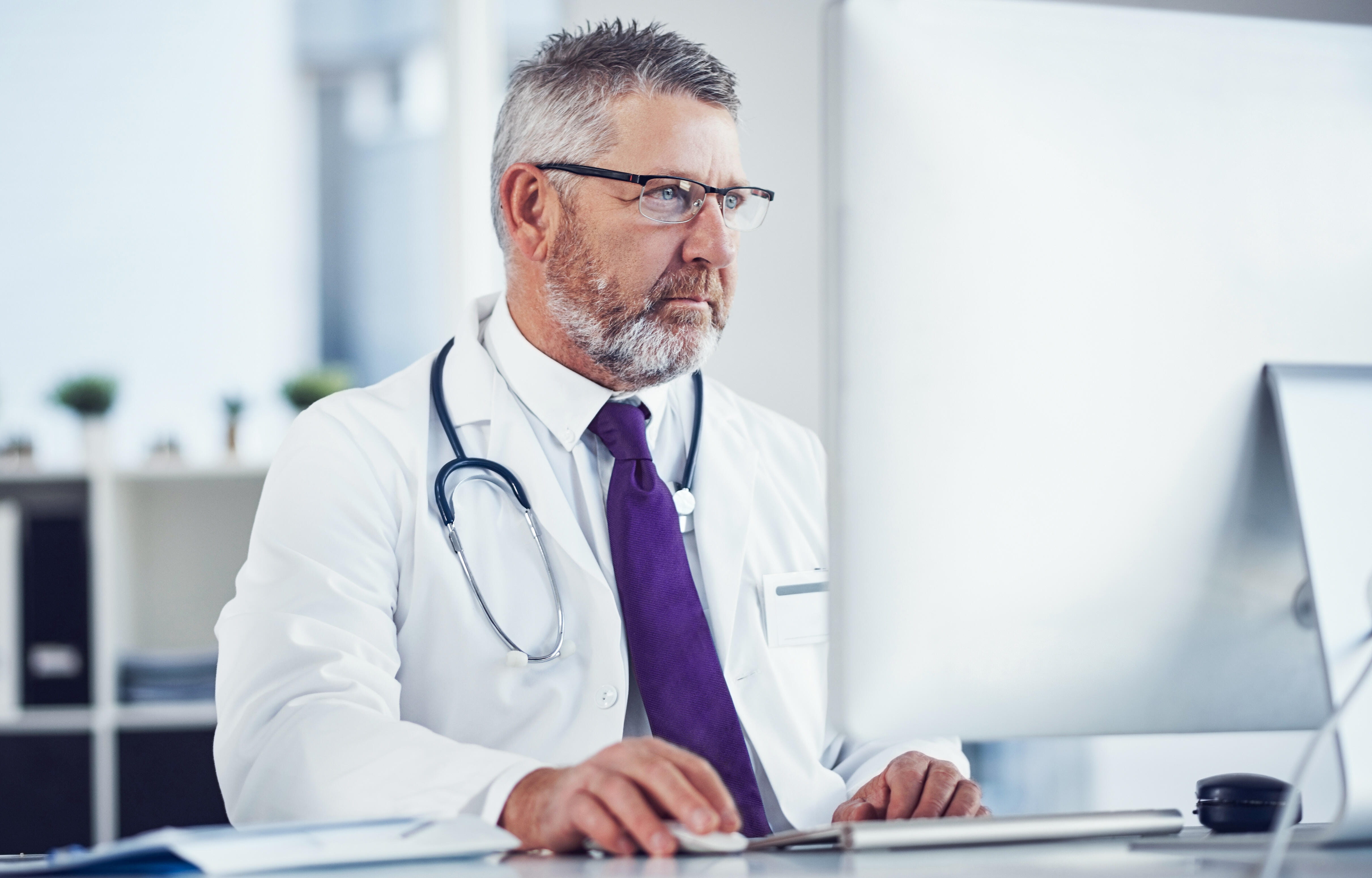 Doctor on computer